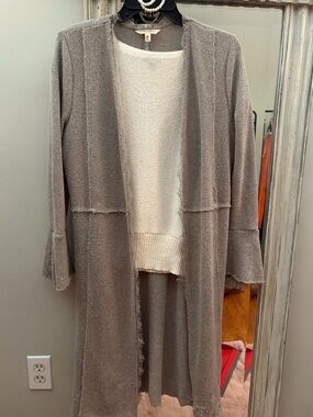 Women's Open-Front Lace Inseam Knit Cardigan